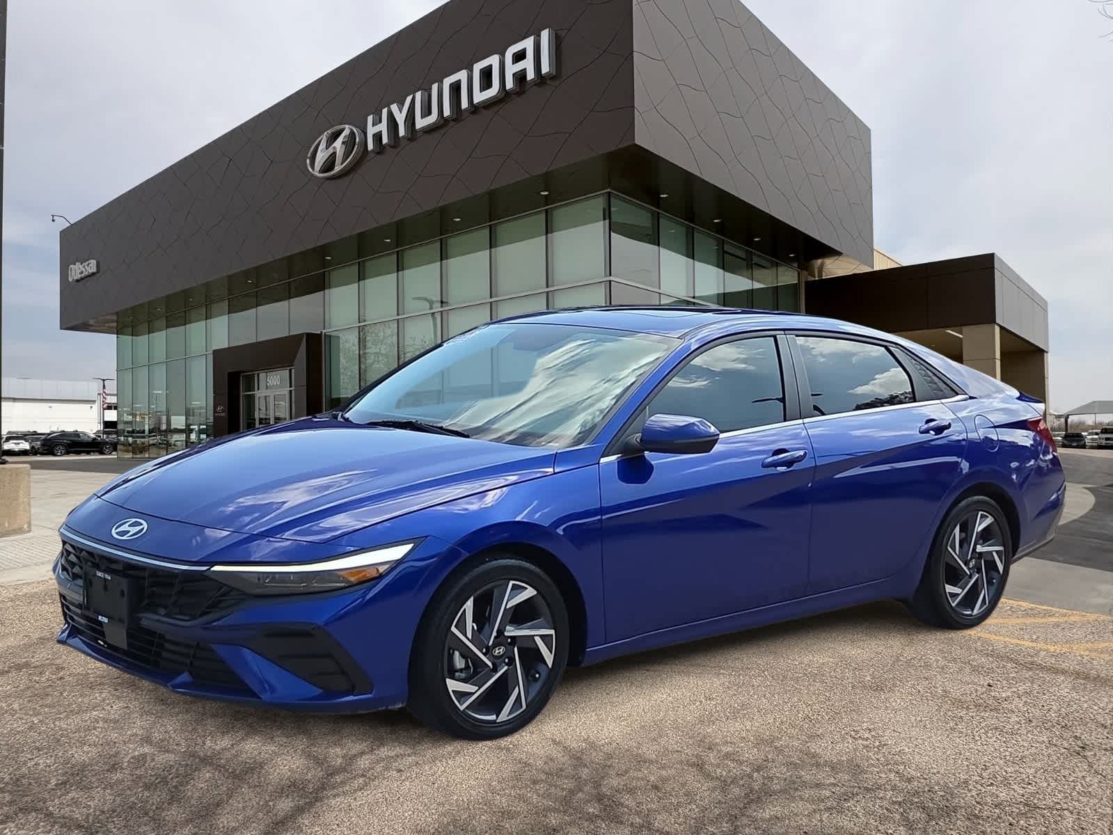 2025 Hyundai ELANTRA Limited in Intense Blue — front three-quarter view